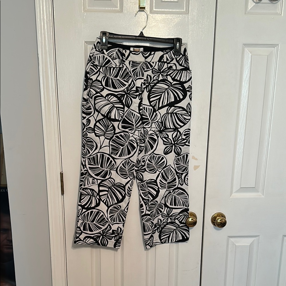 Talbots Monochrome Leaf Pattern Pants - image 1